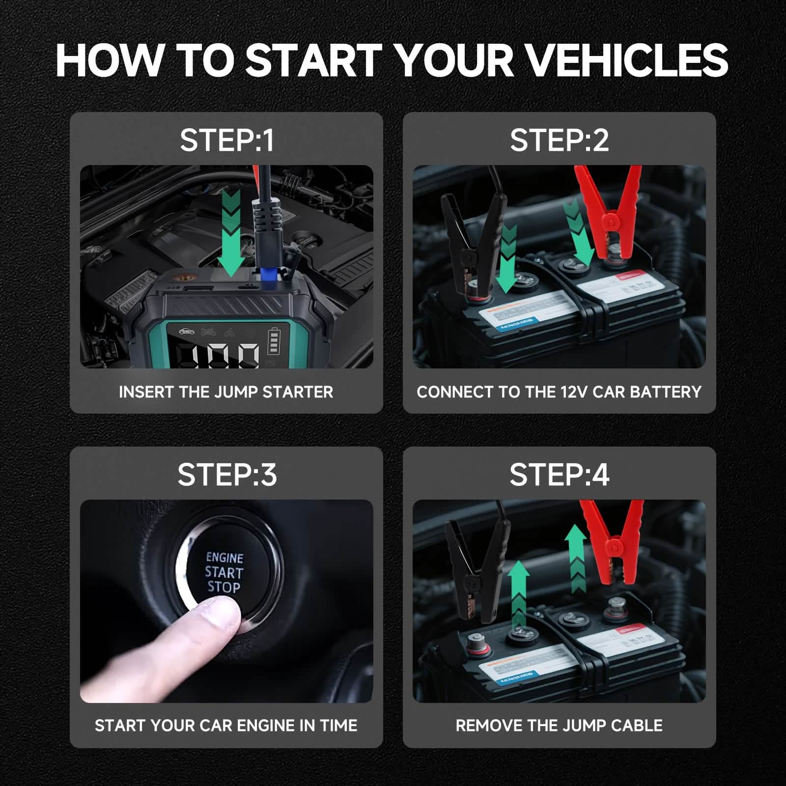 7-in-1 Emergency Car Power Supply Starter & Air Pump