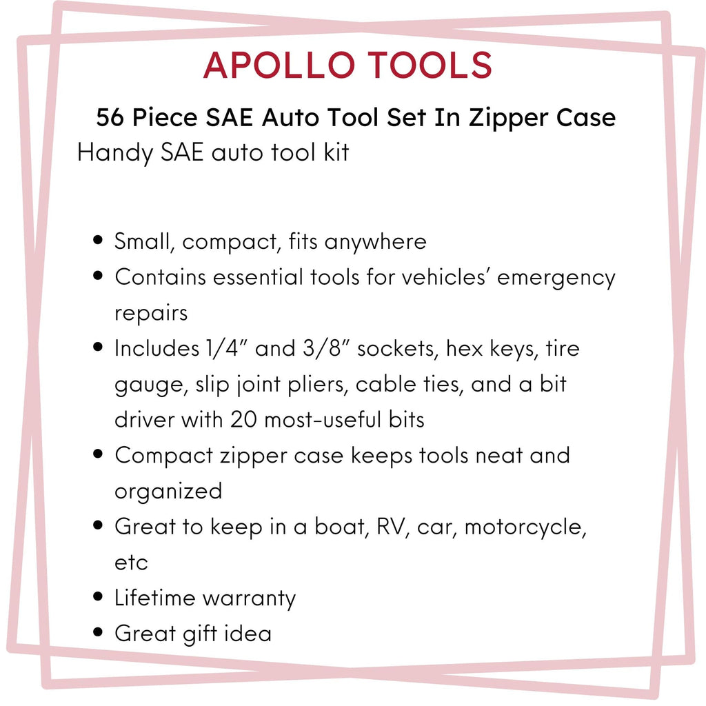 56 Piece SAE Auto Tool Set In Zipper Case - DT9774